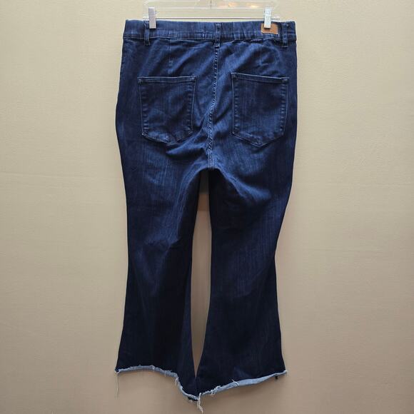 Judy Blue Pull On Superflare Stretch Jeans Dark Wash Size 18W Boho 70's Retro - Picture 2 of 7